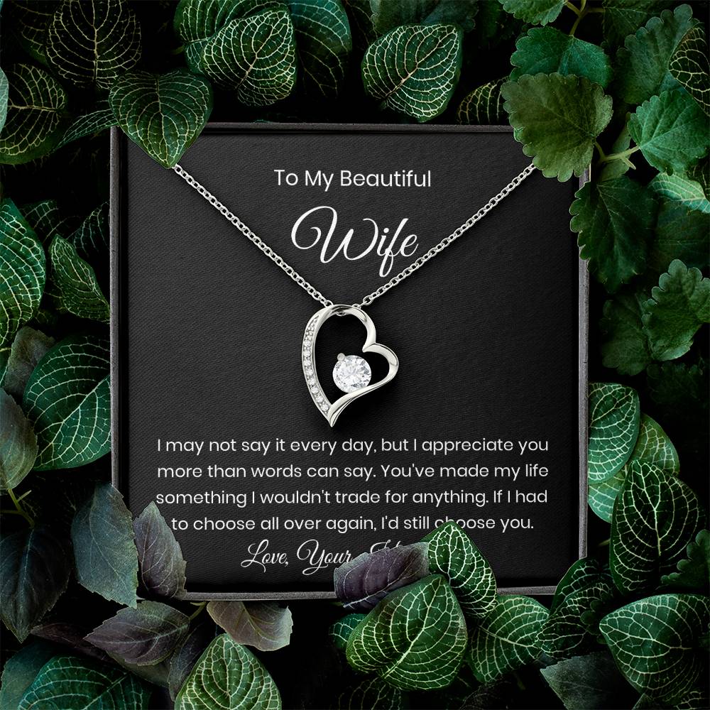 Forever Love Wife Necklace with Heartfelt Message Card