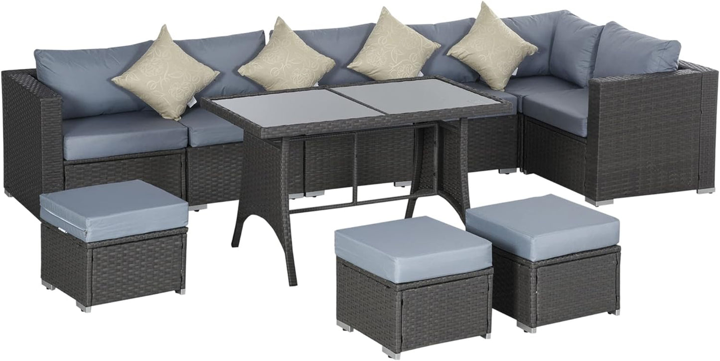 Cavenda™ 10-Piece Rattan Garden Sofa Dining Set – Grey