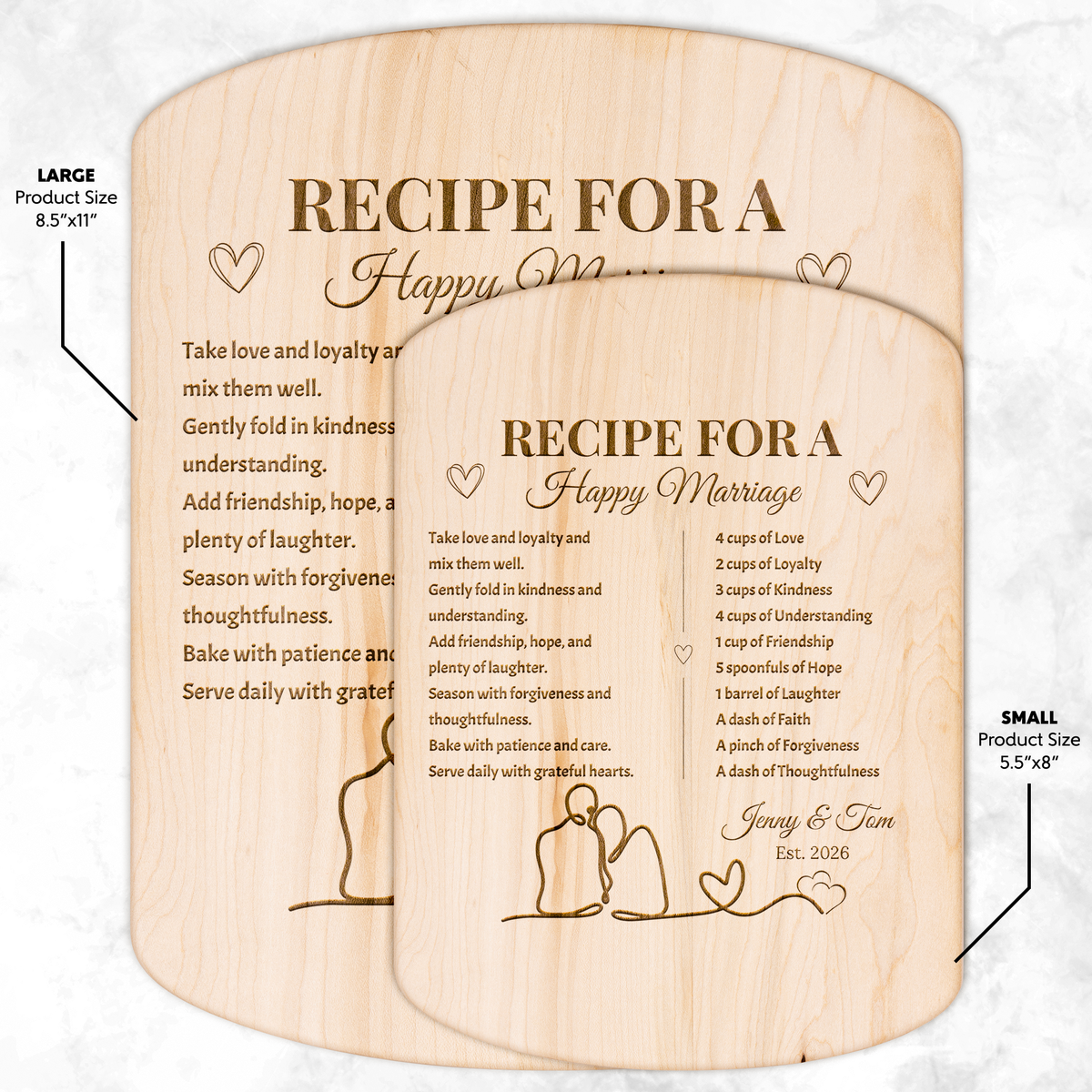 Recipe for Our Happy Ever After Decorative Cutting Board