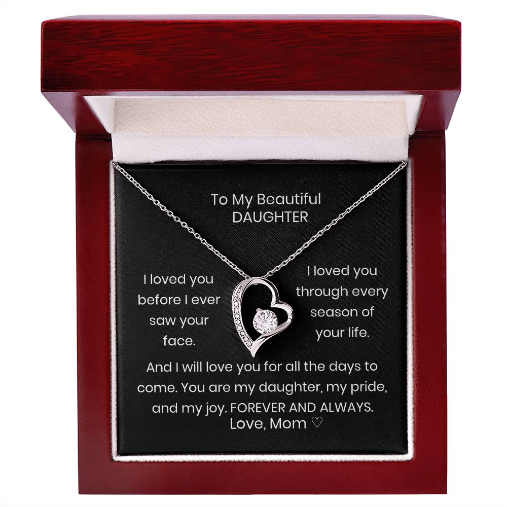 To My Daughter Heart Necklace Gift from Mom