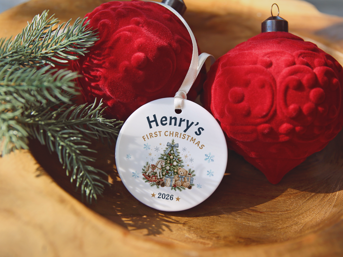 First Christmas Ornament 2026, Baby’s First Christmas Keepsake, Personalized Holiday Tree Decoration, Ceramic Gift Boxed Decor