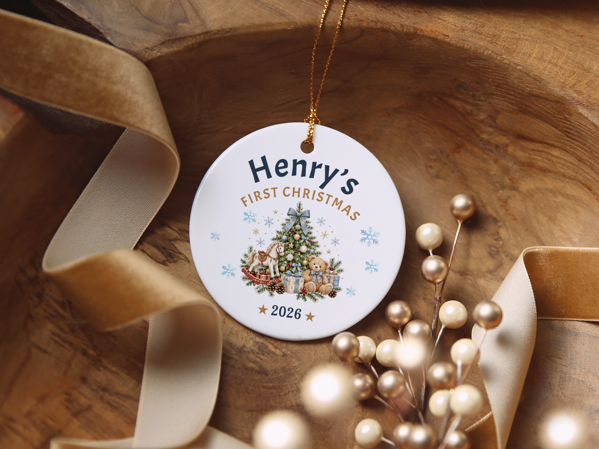 First Christmas Ornament 2026, Baby’s First Christmas Keepsake, Personalized Holiday Tree Decoration, Ceramic Gift Boxed Decor
