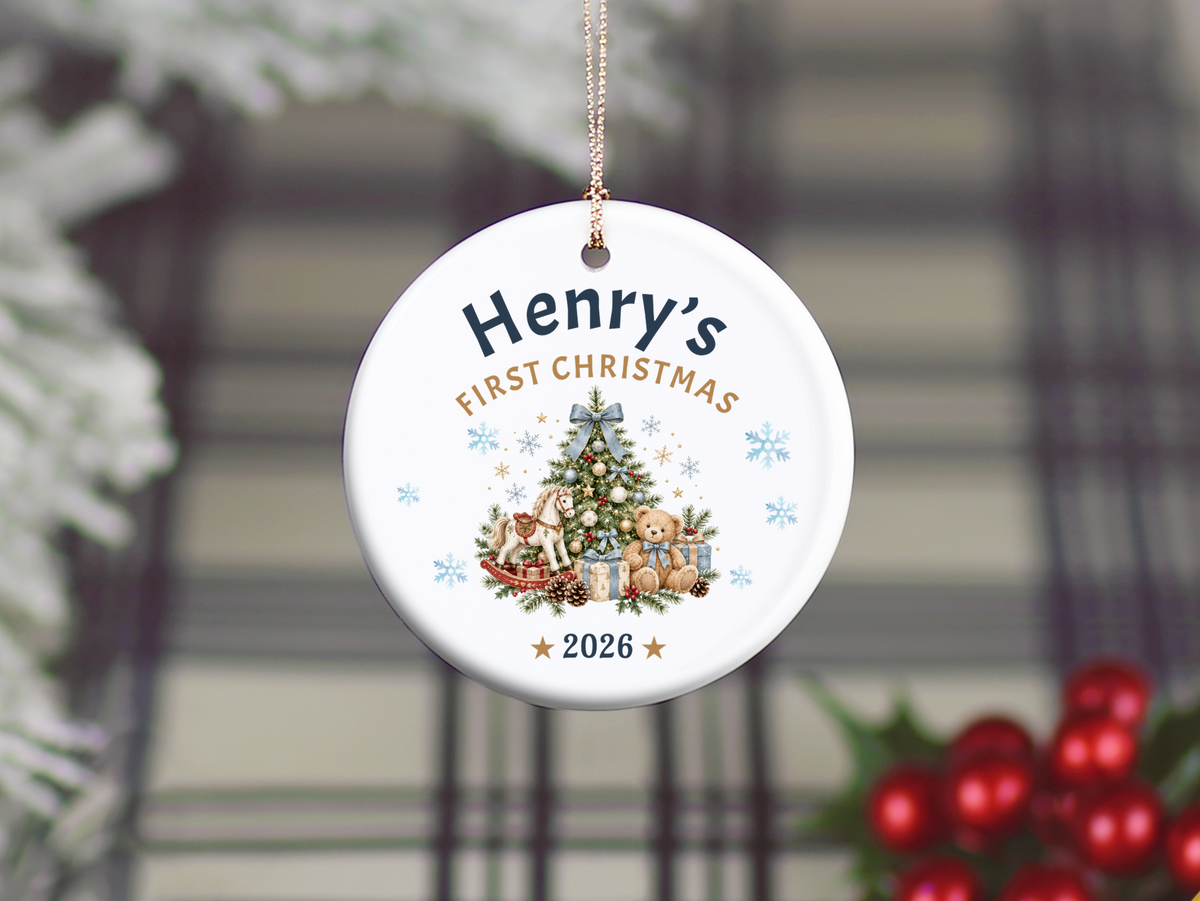 First Christmas Ornament 2026, Baby’s First Christmas Keepsake, Personalized Holiday Tree Decoration, Ceramic Gift Boxed Decor