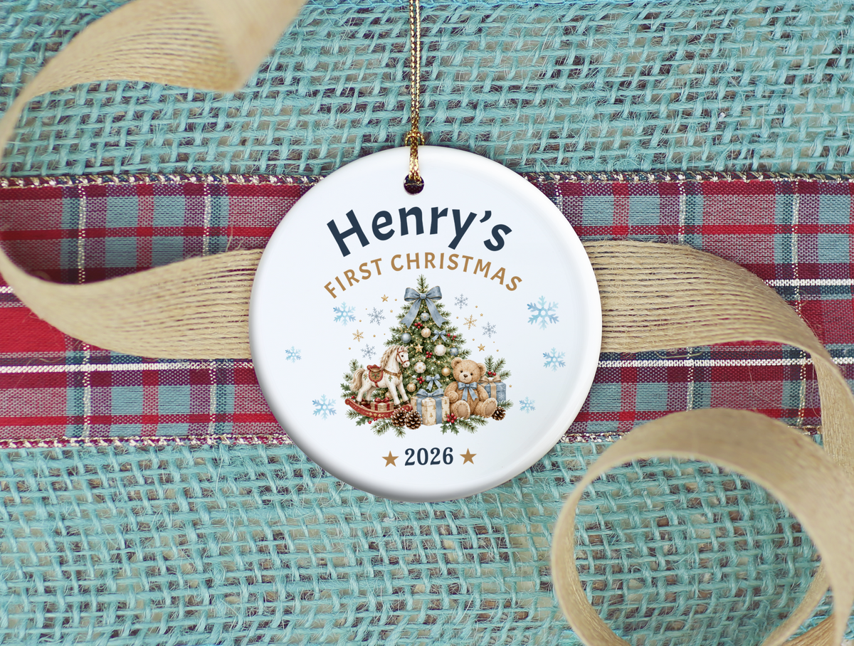 First Christmas Ornament 2026, Baby’s First Christmas Keepsake, Personalized Holiday Tree Decoration, Ceramic Gift Boxed Decor