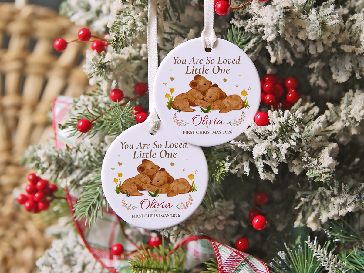 Baby’s First Christmas Ornament 2026, Personalized Little One Bear Ornament, New Baby Keepsake, Baby Girl Christmas Tree Gift, Olivia