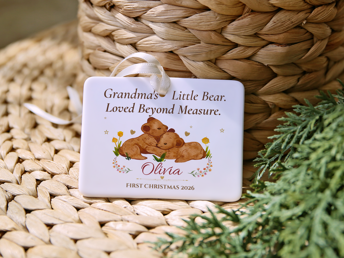 Grandma's Little Bear Ornament, Personalized Baby's First Christmas 2026, Bear Cub Keepsake, Grandmother Christmas Gift, Memory Decor
