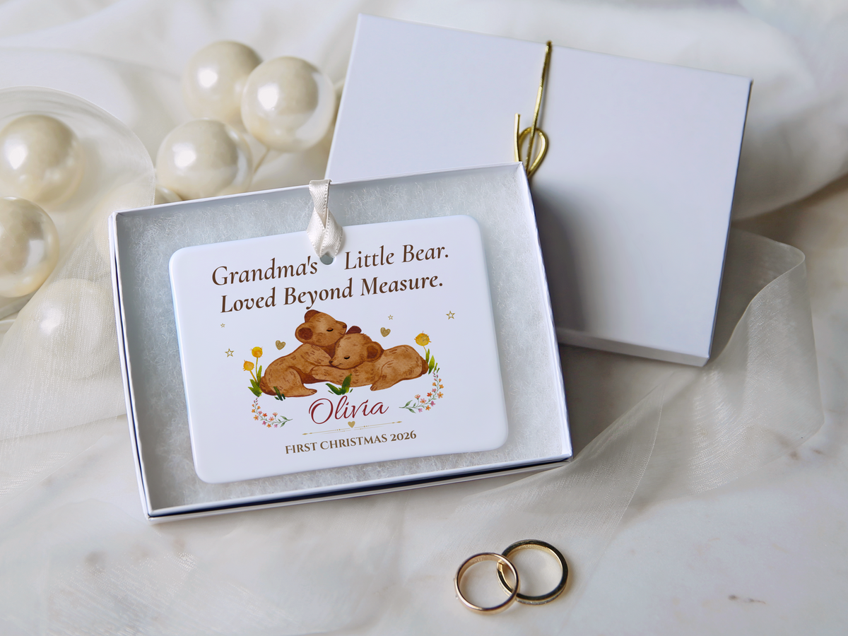 Grandma's Little Bear Ornament, Personalized Baby's First Christmas 2026, Bear Cub Keepsake, Grandmother Christmas Gift, Memory Decor
