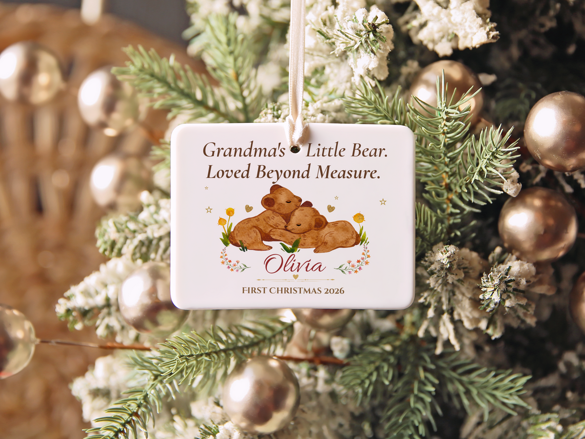 Grandma's Little Bear Ornament, Personalized Baby's First Christmas 2026, Bear Cub Keepsake, Grandmother Christmas Gift, Memory Decor