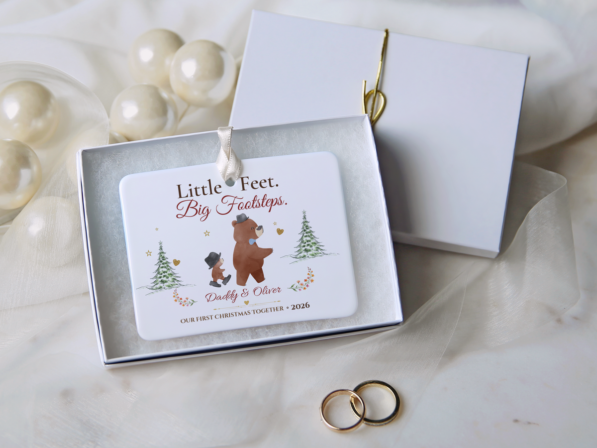 Personalized First Christmas as Dad Ornament, Daddy and Son Bear Keepsake, Story Ornament 2026