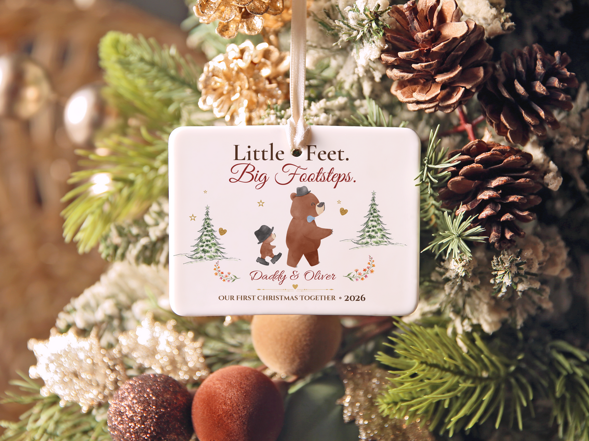 Personalized First Christmas as Dad Ornament, Daddy and Son Bear Keepsake, Story Ornament 2026