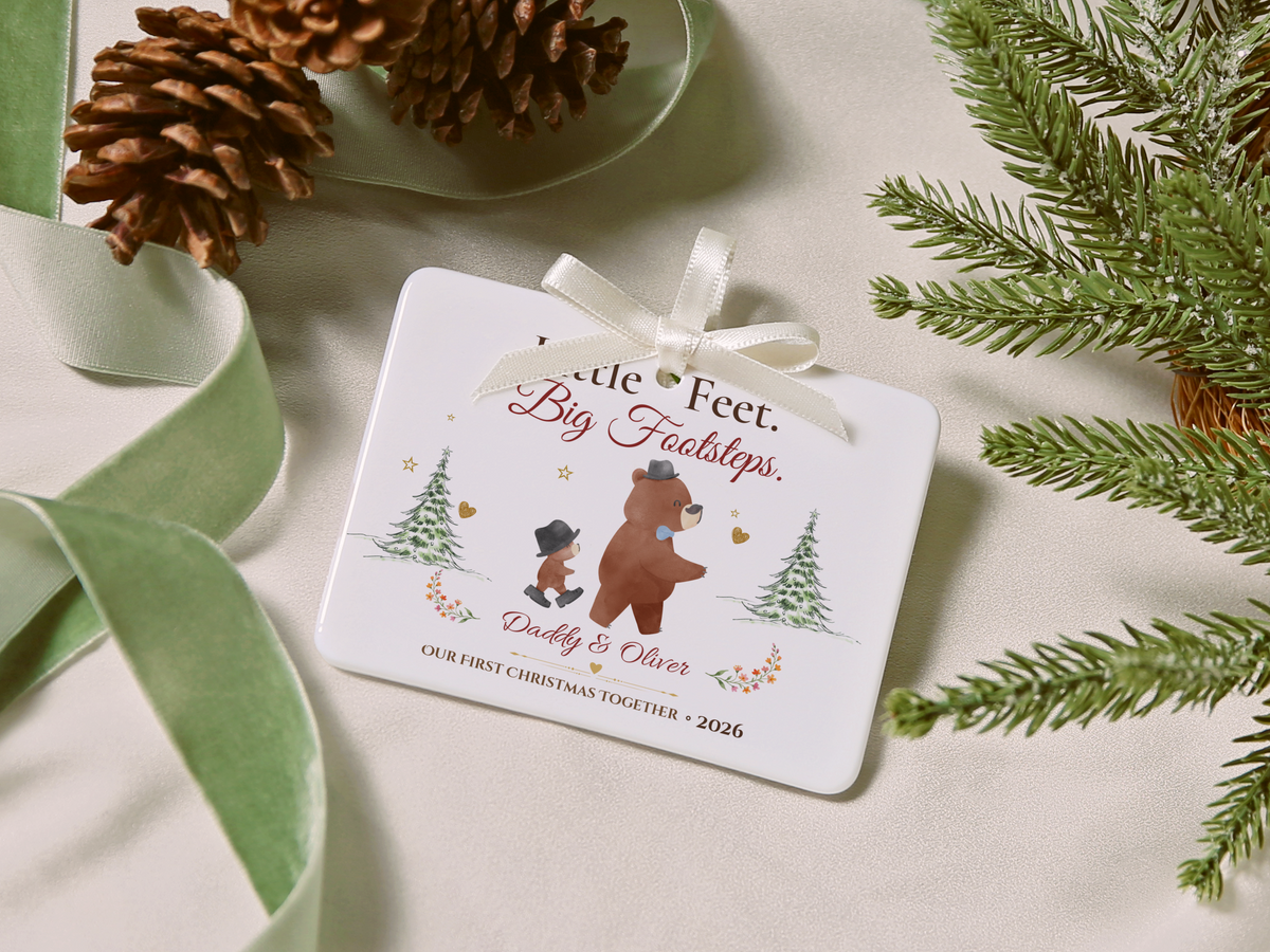 Personalized First Christmas as Dad Ornament, Daddy and Son Bear Keepsake, Story Ornament 2026