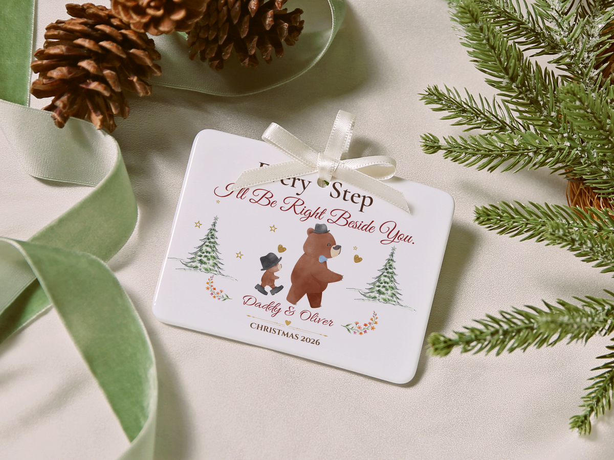 Personalized Daddy and Son Christmas Ornament, Father Son Bear Keepsake