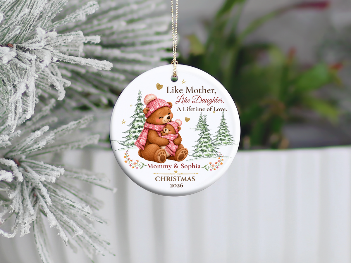 Personalized Mommy and Daughter Christmas Ornament, Mother Daughter Bear Gift
