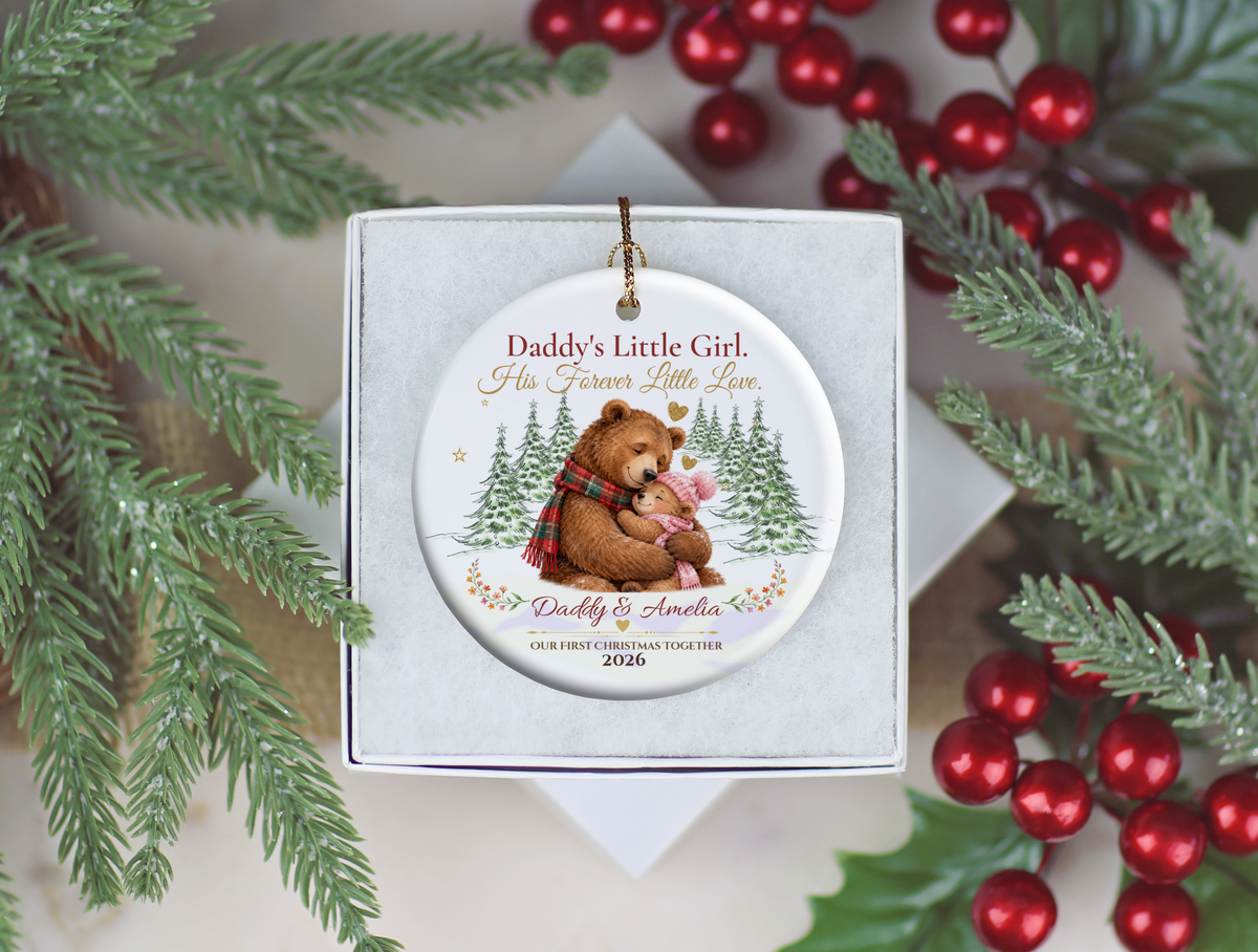 Daddy and Daughter Christmas Ornament, Personalized Father Daughter Gift