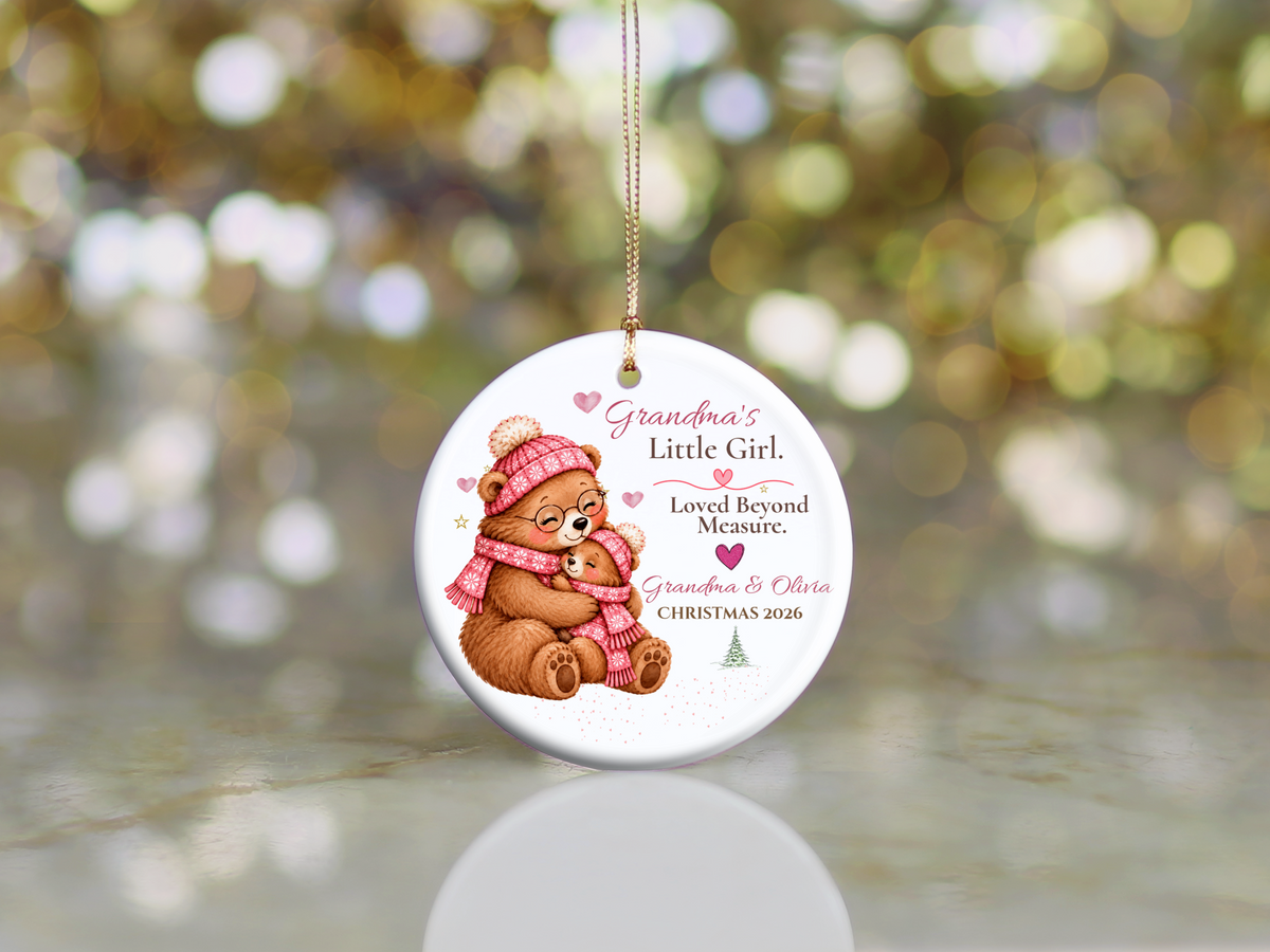 Grandma and Granddaughter Christmas Ornament, Personalized Bear Keepsake
