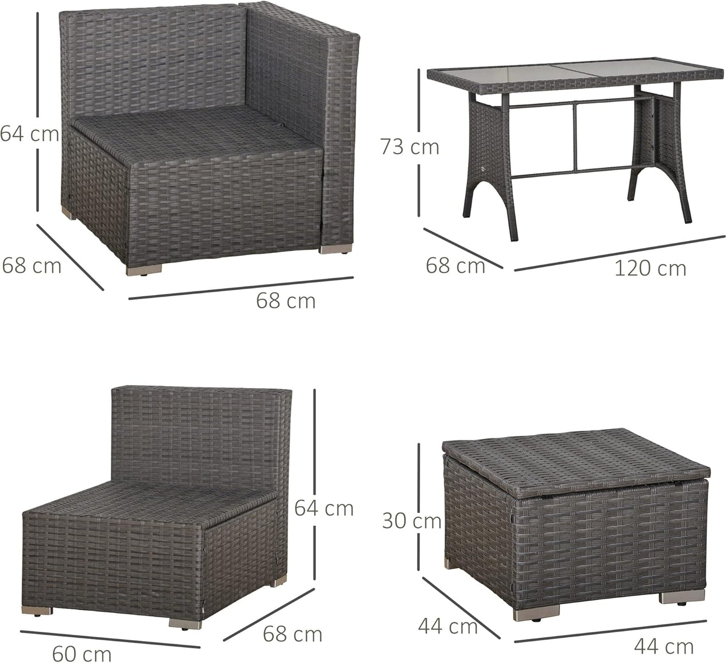 Cavenda™ 10-Piece Rattan Garden Sofa Dining Set – Grey