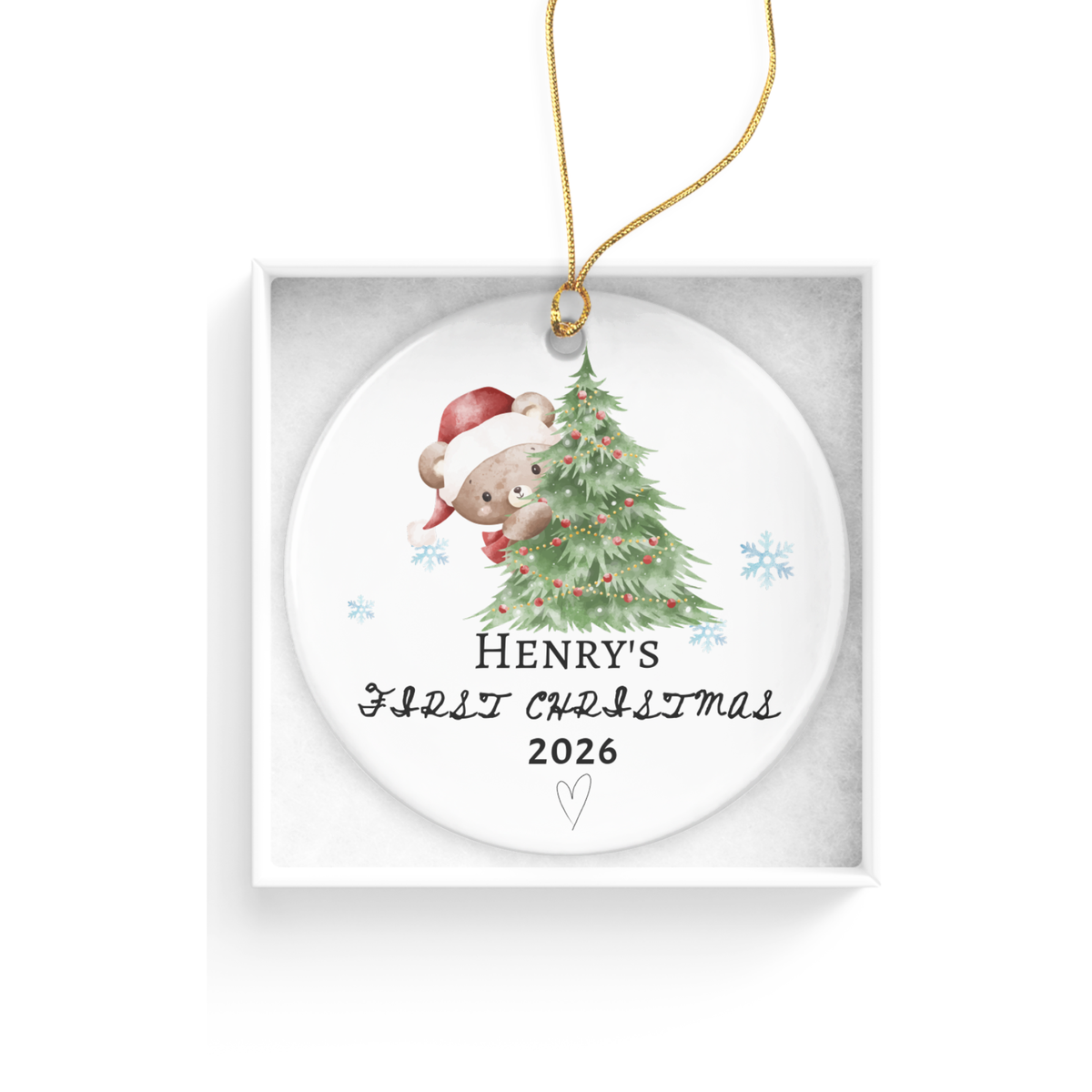 Baby's First Christmas Ornament 2026, Personalized Baby Bear Tree Ceramic Keepsake, Newborn Holiday Gift, Baby's First Christmas Decor