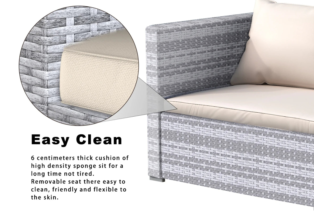 4 Seater Patio Sofa Set Corner Rattan Garden Furniture Outdoor L-Shaped Mix Grey