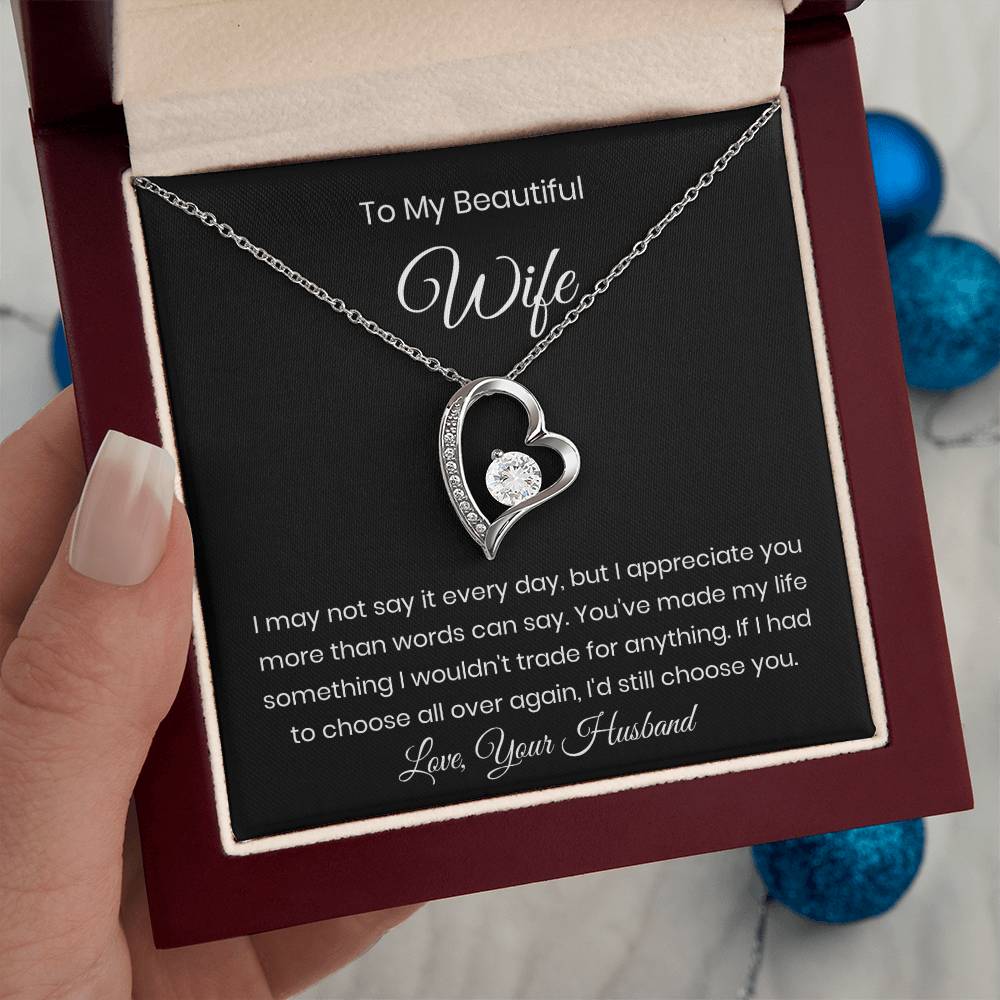 Forever Love Wife Necklace with Heartfelt Message Card