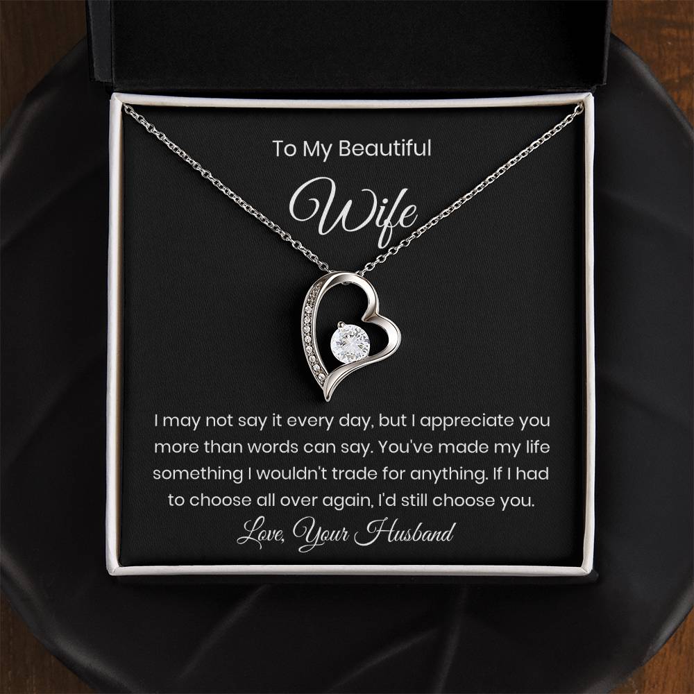 Forever Love Wife Necklace with Heartfelt Message Card