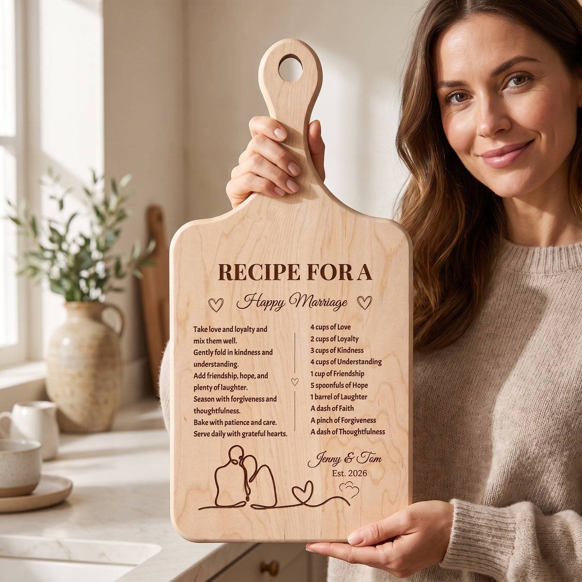 Recipe for a Happy Marriage Wedding Kitchen Decor Cutting Board