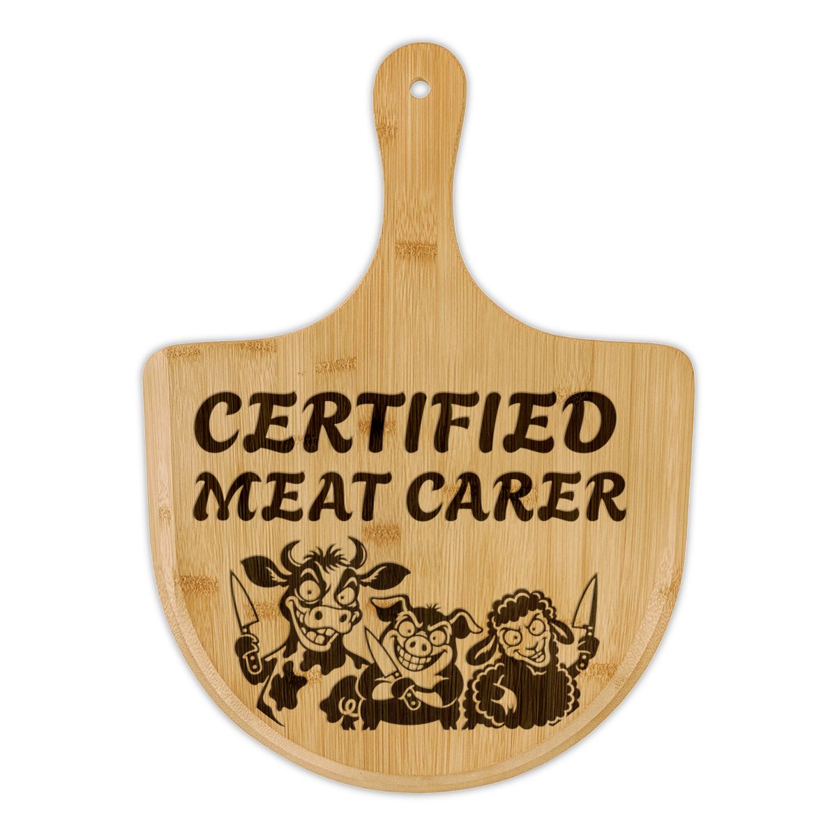 Certified Meat Carer Bamboo Pizza Board