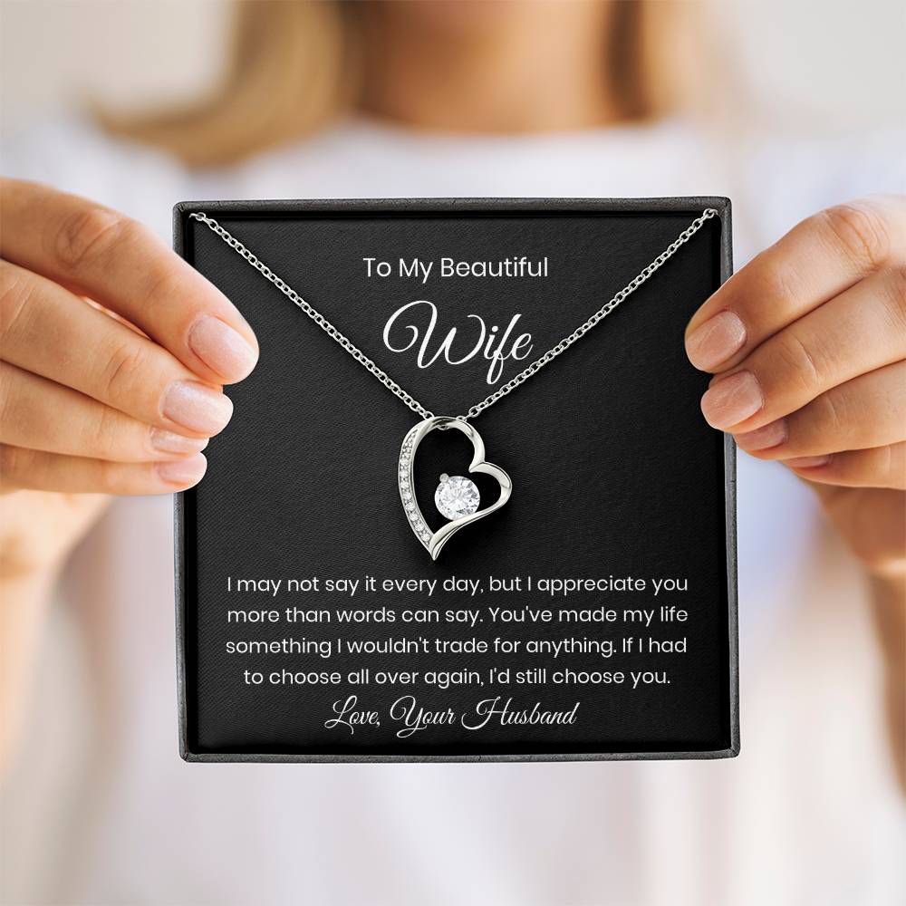 Forever Love Wife Necklace with Heartfelt Message Card