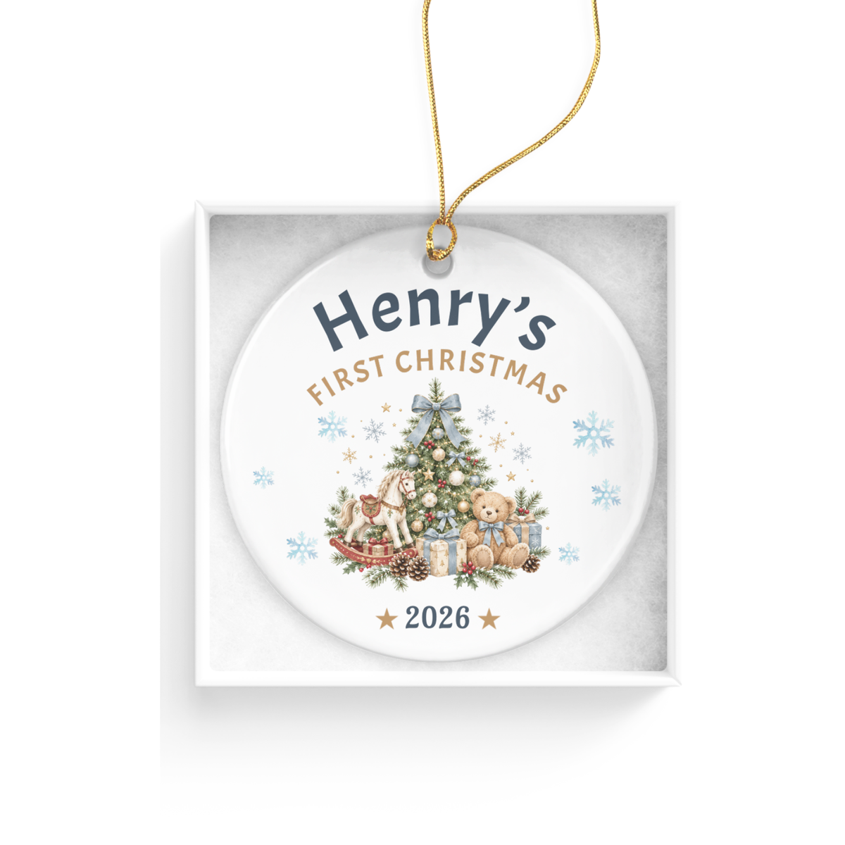 First Christmas Ornament 2026, Baby’s First Christmas Keepsake, Personalized Holiday Tree Decoration, Ceramic Gift Boxed Decor