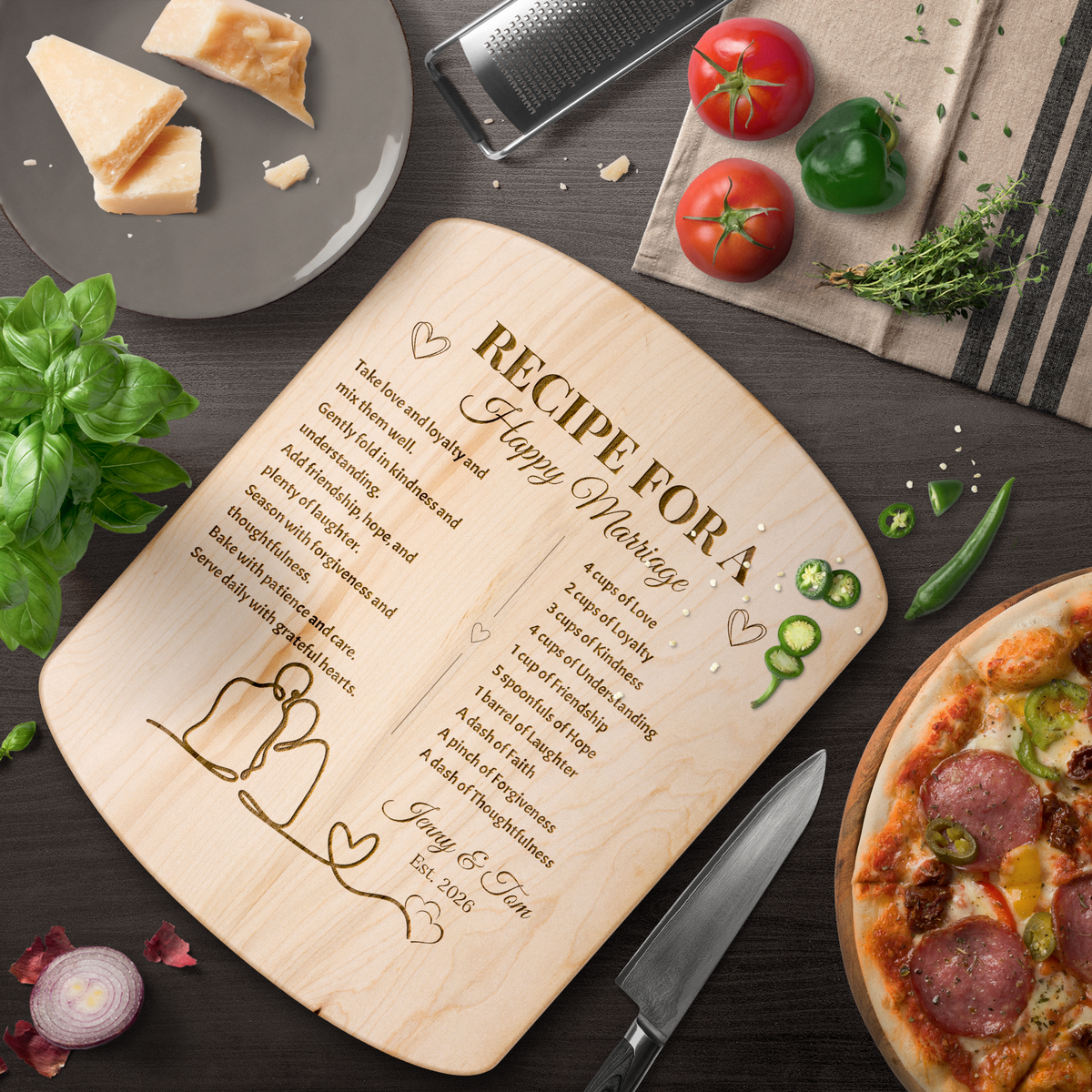 Recipe for Our Happy Ever After Decorative Cutting Board