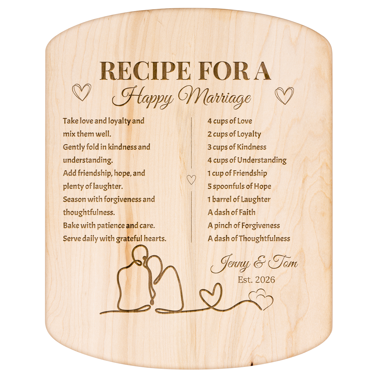 Recipe for Our Happy Ever After Decorative Cutting Board