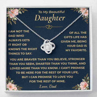 To My Daughter - "My Family Forever" Love Knot Necklace Gift Set
