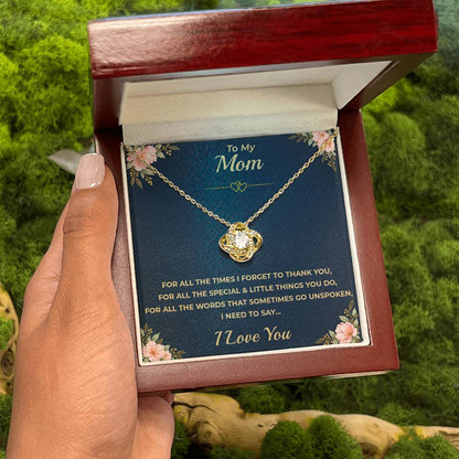 To My Mom - "I Love You." Love Knot Necklace Gift Set