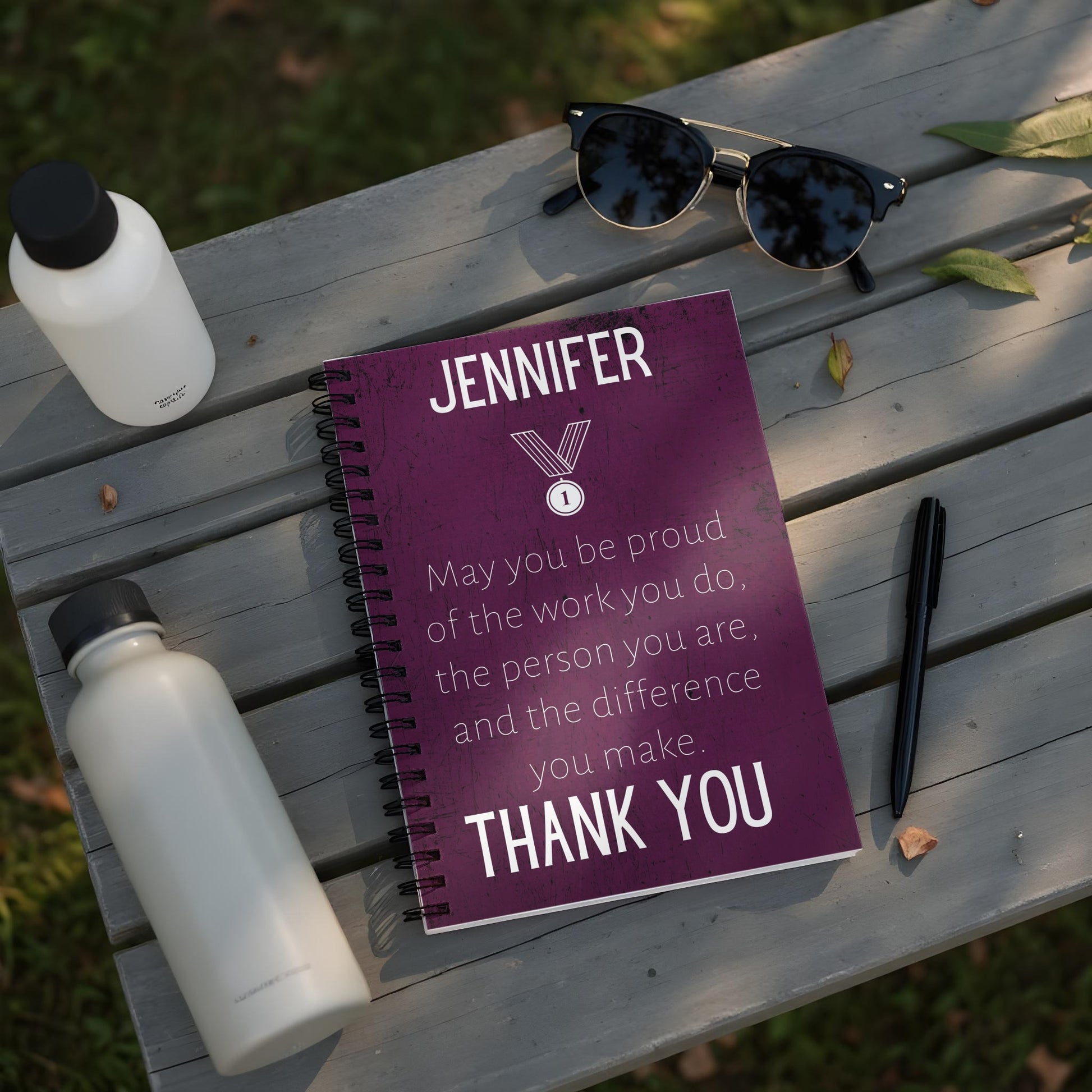 Custom Thank You Gift Notebook Featuring Name Jennifer