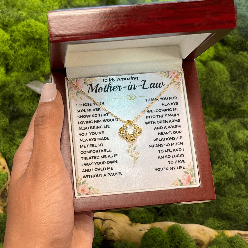 To My Mother-In-Law - "I Am Lucky To Have You" Love Knot Necklace