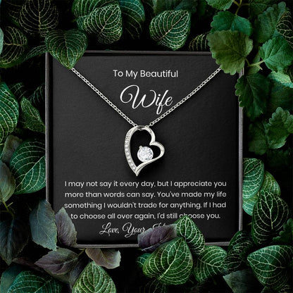 Forever Love Wife Necklace with Heartfelt Message Card