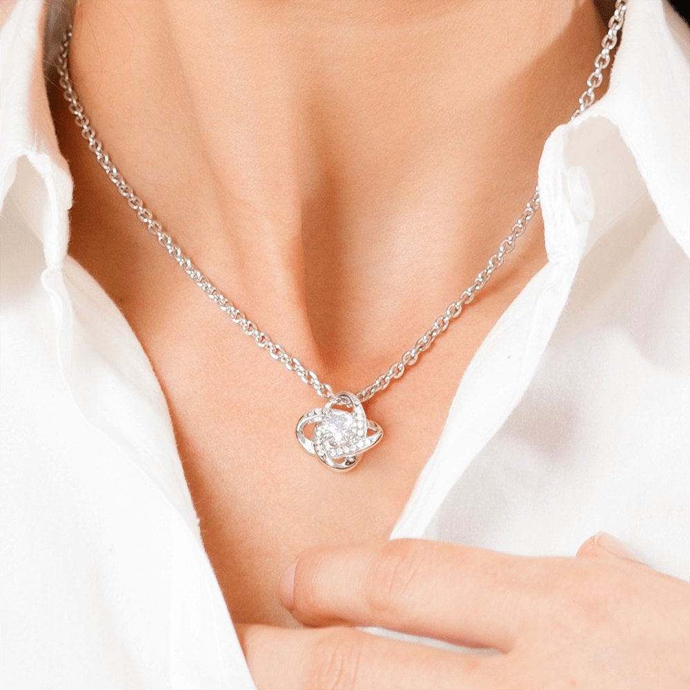 To My Daughter - "My Family Forever" Love Knot Necklace Gift Set