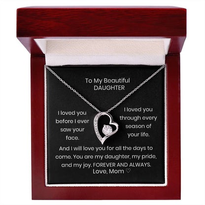 To My Daughter Heart Necklace Gift from Mom