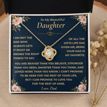To My Daughter - "My Family Forever" Love Knot Necklace Gift Set
