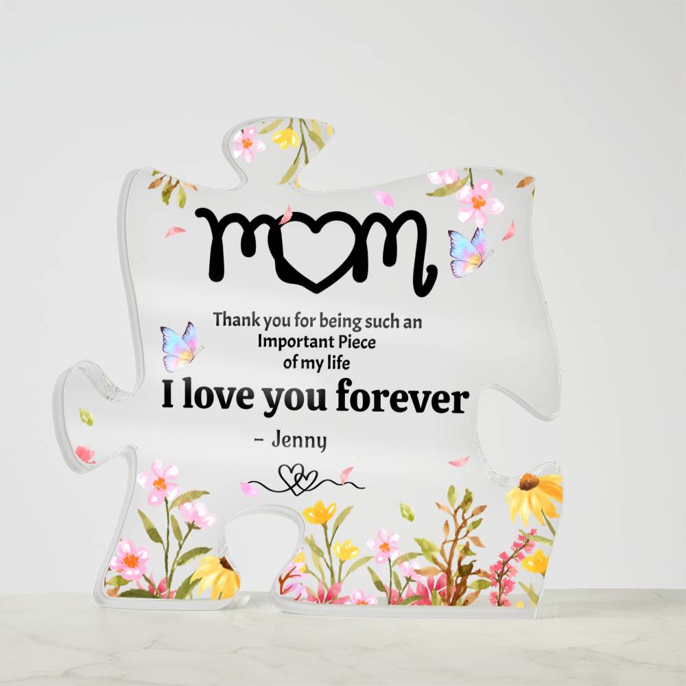 Mom Puzzle Plaque, Thank You Mom Floral Acrylic Gift