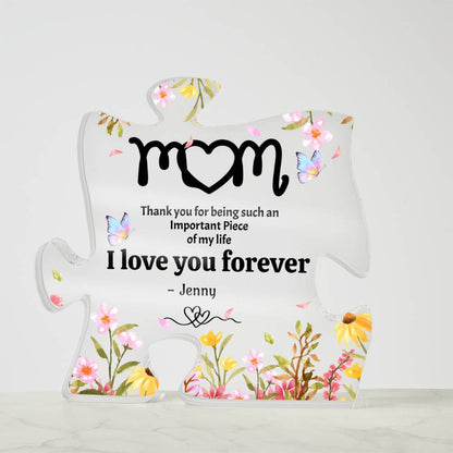 Mom Puzzle Plaque, Thank You Mom Floral Acrylic Gift