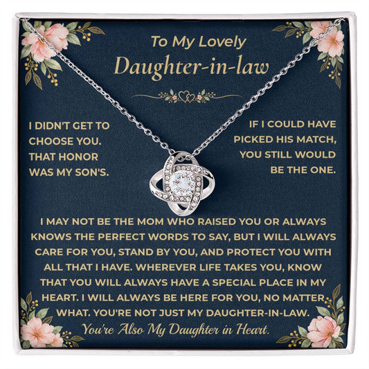 To My Daughter-in-law – I Will Always Care For You  - Love Knot Necklace