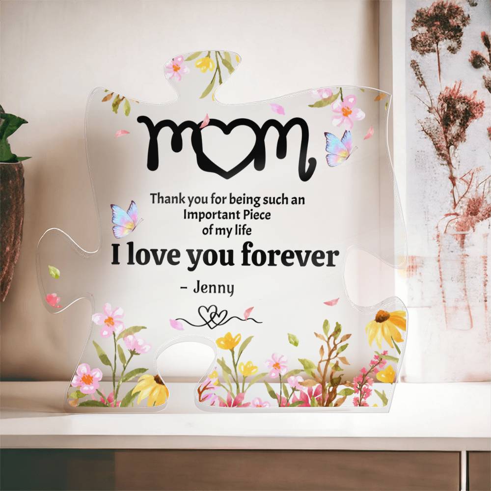 Mom Puzzle Plaque, Thank You Mom Floral Acrylic Gift