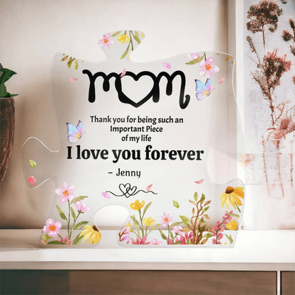 Mom Puzzle Plaque, Thank You Mom Floral Acrylic Gift