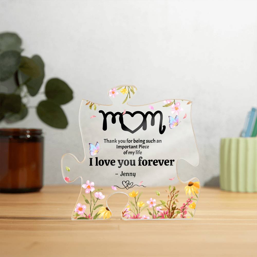 Mom Puzzle Plaque, Thank You Mom Floral Acrylic Gift