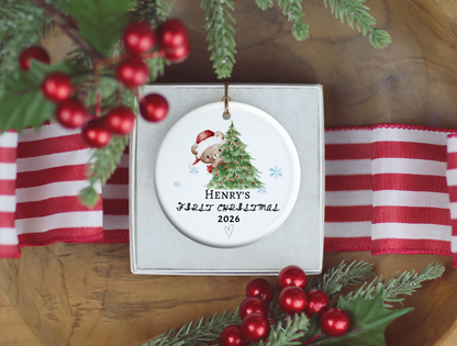 Baby's First Christmas Ornament 2026, Personalized Baby Bear Tree Ceramic Keepsake, Newborn Holiday Gift, Baby's First Christmas Decor