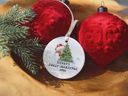 Baby's First Christmas Ornament 2026, Personalized Baby Bear Tree Ceramic Keepsake, Newborn Holiday Gift, Baby's First Christmas Decor