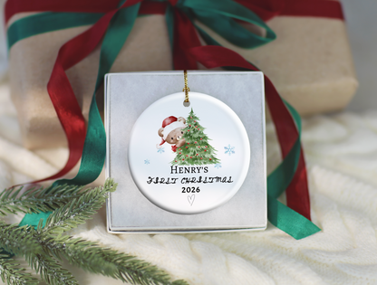 Baby's First Christmas Ornament 2026, Personalized Baby Bear Tree Ceramic Keepsake, Newborn Holiday Gift, Baby's First Christmas Decor