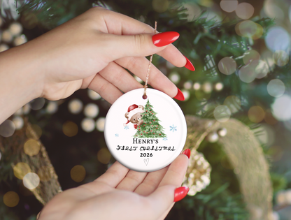 Baby's First Christmas Ornament 2026, Personalized Baby Bear Tree Ceramic Keepsake, Newborn Holiday Gift, Baby's First Christmas Decor