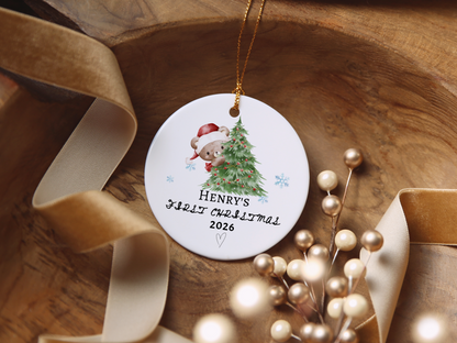 Baby's First Christmas Ornament 2026, Personalized Baby Bear Tree Ceramic Keepsake, Newborn Holiday Gift, Baby's First Christmas Decor