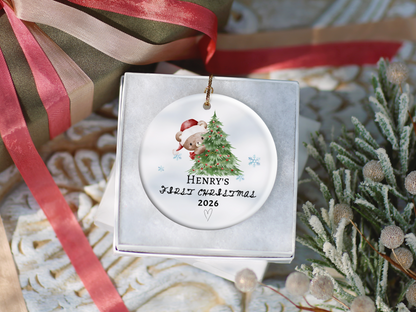 Baby's First Christmas Ornament 2026, Personalized Baby Bear Tree Ceramic Keepsake, Newborn Holiday Gift, Baby's First Christmas Decor
